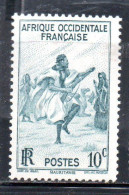 AOF AFRICA OCCIDENTALE FRANCESE AFRIQUE FRANCAISE 1947 RIFLE DANCE MAURITANIA 10c MNH - Neufs