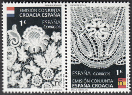 España Spain Emisión Conjunta 2015 España-Croacia  Encaje De Bolillos MNH - Emissions Communes