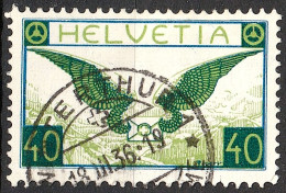 Schweiz Suisse 1933: Flugbrief Zu Flug 15z Mi 234z Yv PA9a Geriffelt Papier Grillé ⊙ WINTERTHUR 18.III.36 (Zu CHF 110.00 - Oblitérés