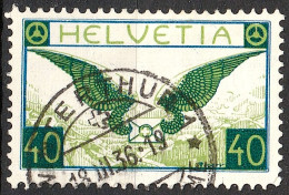 Schweiz Suisse 1933: Flugbrief Zu Flug 15z Mi 234z Yv PA9a Geriffelt Papier Grillé ⊙ WINTERTHUR 18.III.36 (Zu CHF 110.00 - Gebruikt