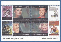 GIBRALTAR 1995  CINEMA CENTENARY. M.S. X2  S.G. MS 756  U.M. - Gibraltar