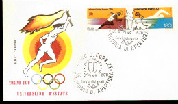 UNIVERSIADI DI TORINO 1970 ANNULLO SPECIALE CERIMONIA DI APERTURA AFFRANCATURA INERENTE IL NUOTO - Schwimmen