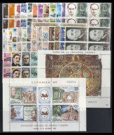 España Spain Año Completo Year Complete 1980 BL. 4 + 4 HB MNH - Annate Complete