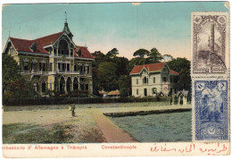 Turquie - Constantinople - Ambassade D'Allemagne à Thérapia - Poste Ottomane - Carte Postale Pour Alger (Algérie) - 1914 - Covers & Documents