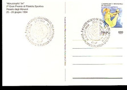 CARTOLINA CON ANNULLO GRAN PREMIO DI FILATELIA SPORTIVA TUFFI - Duiken