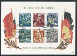 BF0513 / DDR - 1955  ,  Friedrich-Engels-Jahr   -  Michel Block 13  Tagesstempel - 1950-1970