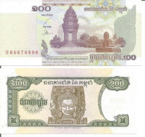 CAMBODIA 100 RIELS 2001 + 200 RIELS 1998 - Cambodia