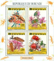 BURUNDI 2014 -  Insectes Et Fleurs - Feuillet De 4 - Unused Stamps