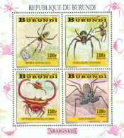 BURUNDI 2014 -  Araignées - 4 Timbres émis En Feuillet - Unused Stamps