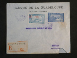 DK 16 GUADELOUPE  BELLE  LETTRE  RECO  1933  POINTE A PITRE   A  TROYES   FRANCE + +AFF. INTERESSANT+++ + - Storia Postale