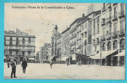 * Zaragoza (Aragon - España - Spain) * Plaza De La Constitucion Y Coso, Café, Hotel, Tram, Old, Animée - Zaragoza