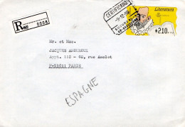 ESPAGNE VIGNETTE SEULE SUR LETTRE RECOMMANDEE POUR LA FRANCE  1996 - Covers & Documents