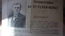 1936 SAINT FLOUR MURAT PROFESSION DE FOI POLITIQUE DE JEAN SAGETTE 29 ANSCANDIDAT PAYSAN ANTI FRONT REVOLUTIONNAIRE - Auvergne