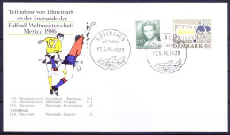 Denmark 1986 Card, Copenhagen Airport First Flight Soccer Football Cancellation - Covers & Documents