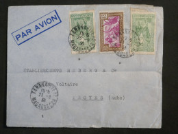 DK 16 MADAGASCAR   BELLE  LETTRE   1938  TANANARIVE    A  TROYES   FRANCE . ++AFF. INTERESSANT+++ + - Covers & Documents