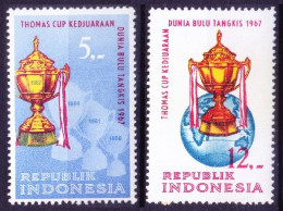 Thomas Cup World Badminton Championships, Sports, Indonesia 1967 Mint Uneven Gum 2v - Bádminton