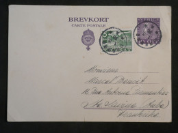 DK 16  SVERIGE  BELLE  CARTE  ENTIER 1935    A  STE SAVINE   FRANCE . ++AFF. INTERESSANT+++ + - Lettres & Documents