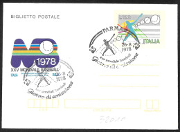 Italia/Italy/Italie: FDC, Intero, Stationery, Entier, Mondiali Di Baseball, Baseball World Cup, Coupe Du Monde De Baseba - Honkbal