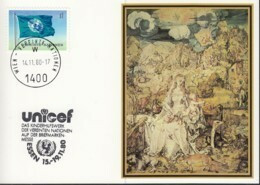 UNO WIEN  UNICEF-Kunstkarte, Albrecht Dürer, Madonna Mit Kind, Zur Int. Briefmarkenmesse, Essen 14.11.1980 - Covers & Documents