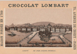 69 - CHROMO CHOCOLAT LOMBART . GENEVE . ILE JEAN JACQUES ROUSSEAU  . SCAN - Lombart