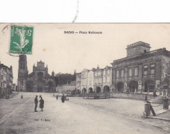 BAZAS   -   GIRONDE   -   (33)   -   CPA  ANIMEE  -  LA  PLACE NATIONALE. - Bazas