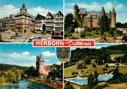 73155838 Herborn Hessen Marktplatz Rathaus Schloss Partie An Der Dill Schwimmbad - Herborn