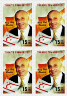 TURKEY - 100th ANNIVERSARY OF THE BIRTH OF DENKTASH - FOUNDING PRESIDENT OF TRNC -  27th JANUARY 2024 - BLOCK OF 4 - Neufs