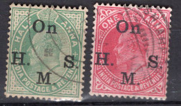 P3340 - BRITISH COLONIES INDIA SERVICE Yv N°52/53 - 1902-11 Koning Edward VII