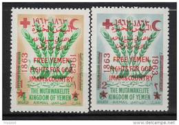 YEMEN - 1963 - N°50 I/51 II ** Surcharge : 100 Ans Croix Rouge + "Free Yemen Fights For God Imam & Country" - Yemen