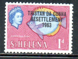 TRISTAN DA CUNHA 1963 ST. HELENA OVERPRINTED QUEEN ELIZABETH II CUNNING FISH 1p MNH - Tristan Da Cunha