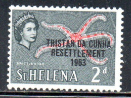 TRISTAN DA CUNHA 1963 ST. HELENA OVERPRINTED QUEEN ELIZABETH II BRITTLE STARFISH 2p MNH - Tristan Da Cunha
