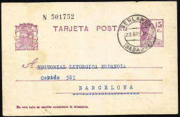 España Spain Entero Postal 69 Matrona 1936 Berlanga - Otros & Sin Clasificación