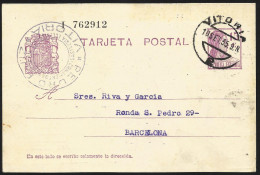 España Spain Entero Postal 69 Matrona 1935 Vitoria - Autres & Non Classés