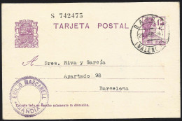 España Spain Entero Postal 69 Matrona 1934 Gandía - Autres & Non Classés