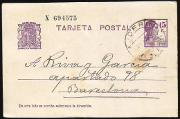 España Spain Entero Postal 69 Matrona 1937 Ajofrín - Andere & Zonder Classificatie