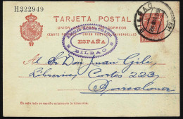 España Spain Entero Postal 47 Matasello 1909 Bilbao - Autres & Non Classés