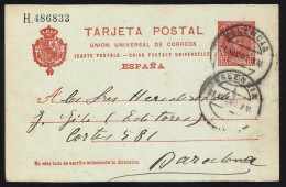 España Spain Entero Postal 47 Matasello 1909 Valencia - Andere & Zonder Classificatie