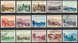 Liechtenstein 1944: Landschaften Views Zu 188-201+231Mi 224-237+284 Yv 199-214+246 ⊙ Obliterée (Zumstein CHF 50.00) - Gebraucht