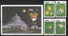 DOMINIQUE - N°1125/8+BLOC N°151 ** (1989) Fleurs : Orchidées - Dominique (1978-...)