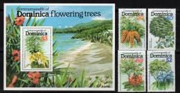 DOMINIQUE - N°617/20+BLOC N°58 ** (1979)  Fleurs D'arbres - Dominica (1978-...)