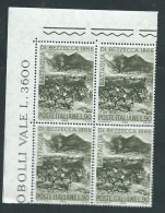 Italia 1966; Battaglia Di Bezzecca, Quartina D' Angolo Superiore. - 1961-70: Mint/hinged