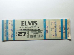 Ticket D'entrée Pour ELVIS In CONCERT MID-SOUTH COLISEUM MENPHIS, TENN SATURDAY  AUG. 27. 1977 SOUTH RISER - Tickets D'entrée