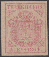 España Spain Telégrafos 2 1864 Escudo De España  MNH - Fiscali-postali