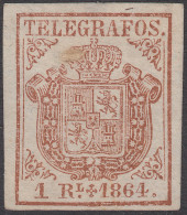 España Spain Telégrafos 1 1864 Escudo De España  MNH - Fiscali-postali