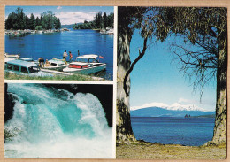 2316 / ⭐ TAUPO New Zealand Boat Harbour HUKA Falls Its Lake With Mt NGARUHOE Erupting 1980s Photo THERKLESON - Nouvelle-Zélande