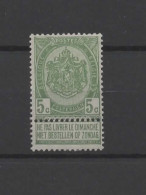 België N° 56**  5c Groen Postfris - 1893-1907 Coat Of Arms