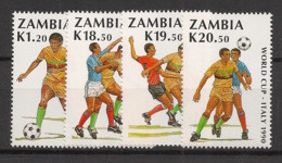 ZAMBIA - 1990 - N°YT. 502 à 505 - Football / World Cup Italy 90 - Neuf Luxe ** / MNH / Postfrisch - 1990 – Italien