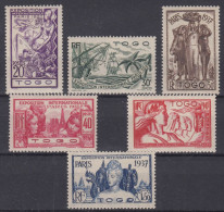 TIMBRE TOGO SERIE EXPOSITION 1937 N° 165/170 NEUVE * GOMME AVEC CHARNIERE - Unused Stamps