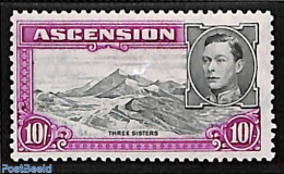 Ascension 1944 10Sh, Perf. 13, Stamp Out Of Set, Unused (hinged), Sport - Mountains & Mountain Climbing - Arrampicata