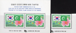 Präsidenten-Besuch Komoren 1987 Korea 1511+Block 527 ** 4€ Flagge Comores Hoja Stars Bloc Flags Sheet S/s Bf South Corea - Francobolli